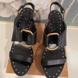 Tory Burch Black Leather Platform Sandal